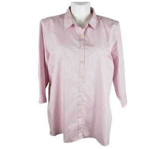 Lands End Supima Cotton No Iron 3/4 Sleeve Button-Up 24W